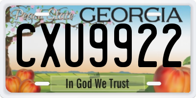GA license plate CXU9922