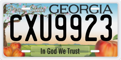 GA license plate CXU9923