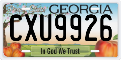 GA license plate CXU9926