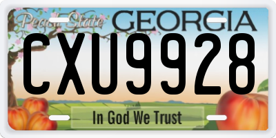 GA license plate CXU9928