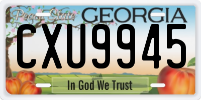 GA license plate CXU9945