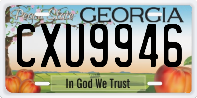 GA license plate CXU9946