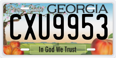 GA license plate CXU9953