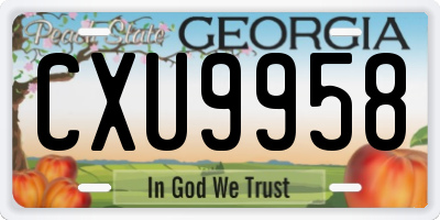 GA license plate CXU9958