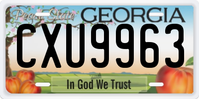 GA license plate CXU9963
