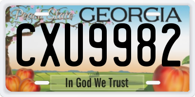 GA license plate CXU9982