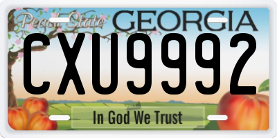 GA license plate CXU9992