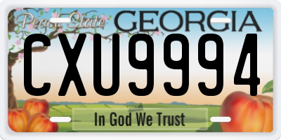 GA license plate CXU9994