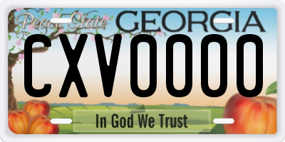 GA license plate CXV0000