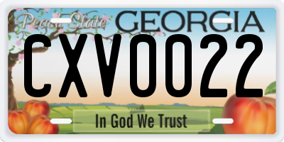 GA license plate CXV0022