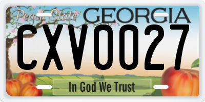 GA license plate CXV0027