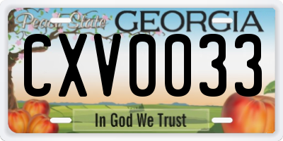 GA license plate CXV0033