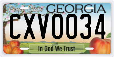 GA license plate CXV0034
