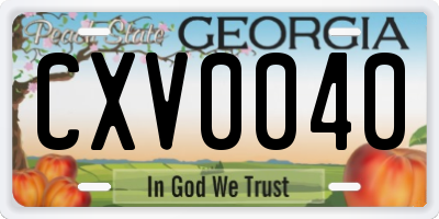 GA license plate CXV0040