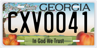 GA license plate CXV0041