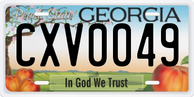 GA license plate CXV0049