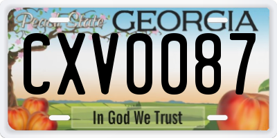 GA license plate CXV0087