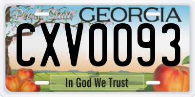 GA license plate CXV0093