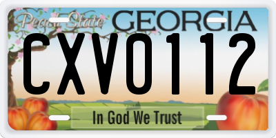 GA license plate CXV0112