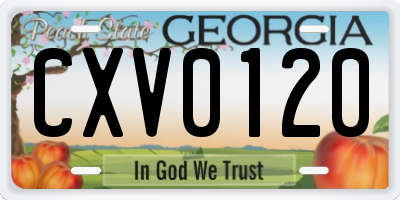 GA license plate CXV0120