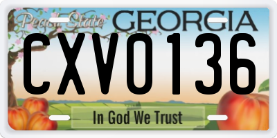 GA license plate CXV0136