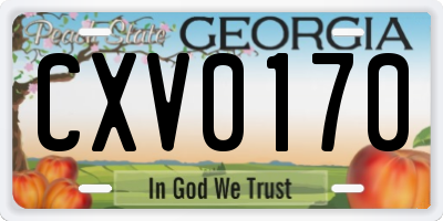 GA license plate CXV0170
