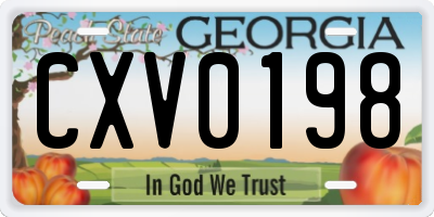 GA license plate CXV0198