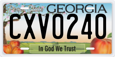 GA license plate CXV0240