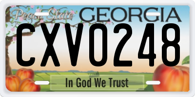 GA license plate CXV0248