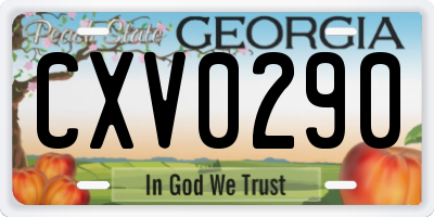GA license plate CXV0290