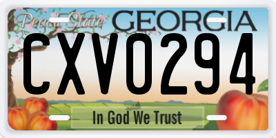 GA license plate CXV0294