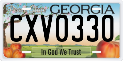 GA license plate CXV0330