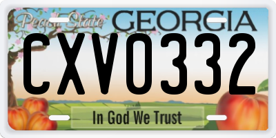 GA license plate CXV0332