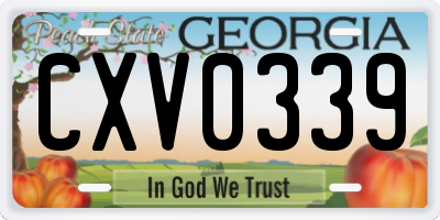 GA license plate CXV0339