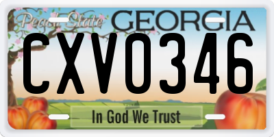 GA license plate CXV0346