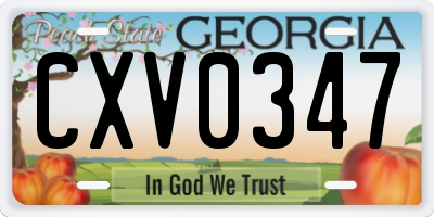 GA license plate CXV0347