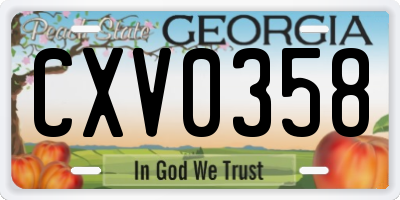 GA license plate CXV0358