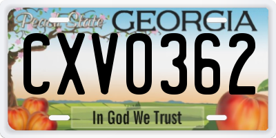 GA license plate CXV0362