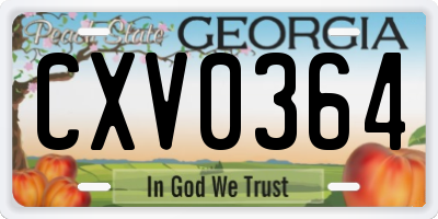 GA license plate CXV0364