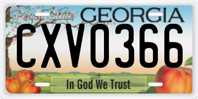 GA license plate CXV0366