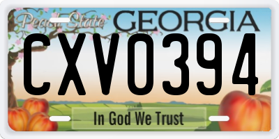 GA license plate CXV0394