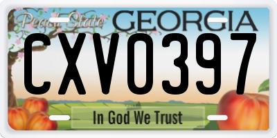 GA license plate CXV0397