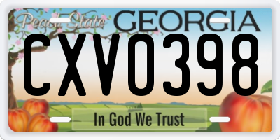 GA license plate CXV0398