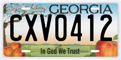 GA license plate CXV0412