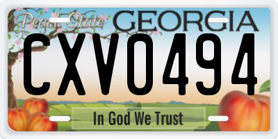 GA license plate CXV0494