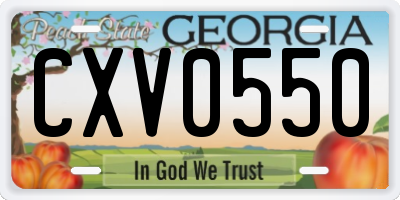 GA license plate CXV0550