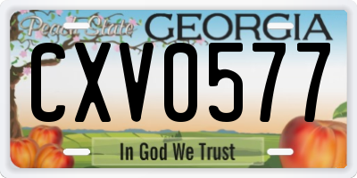 GA license plate CXV0577