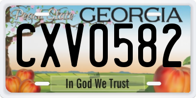GA license plate CXV0582