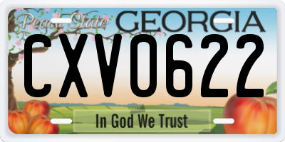 GA license plate CXV0622