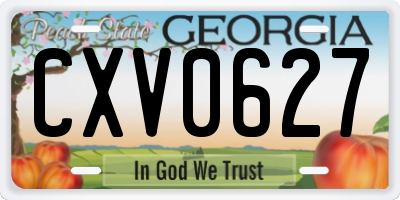 GA license plate CXV0627